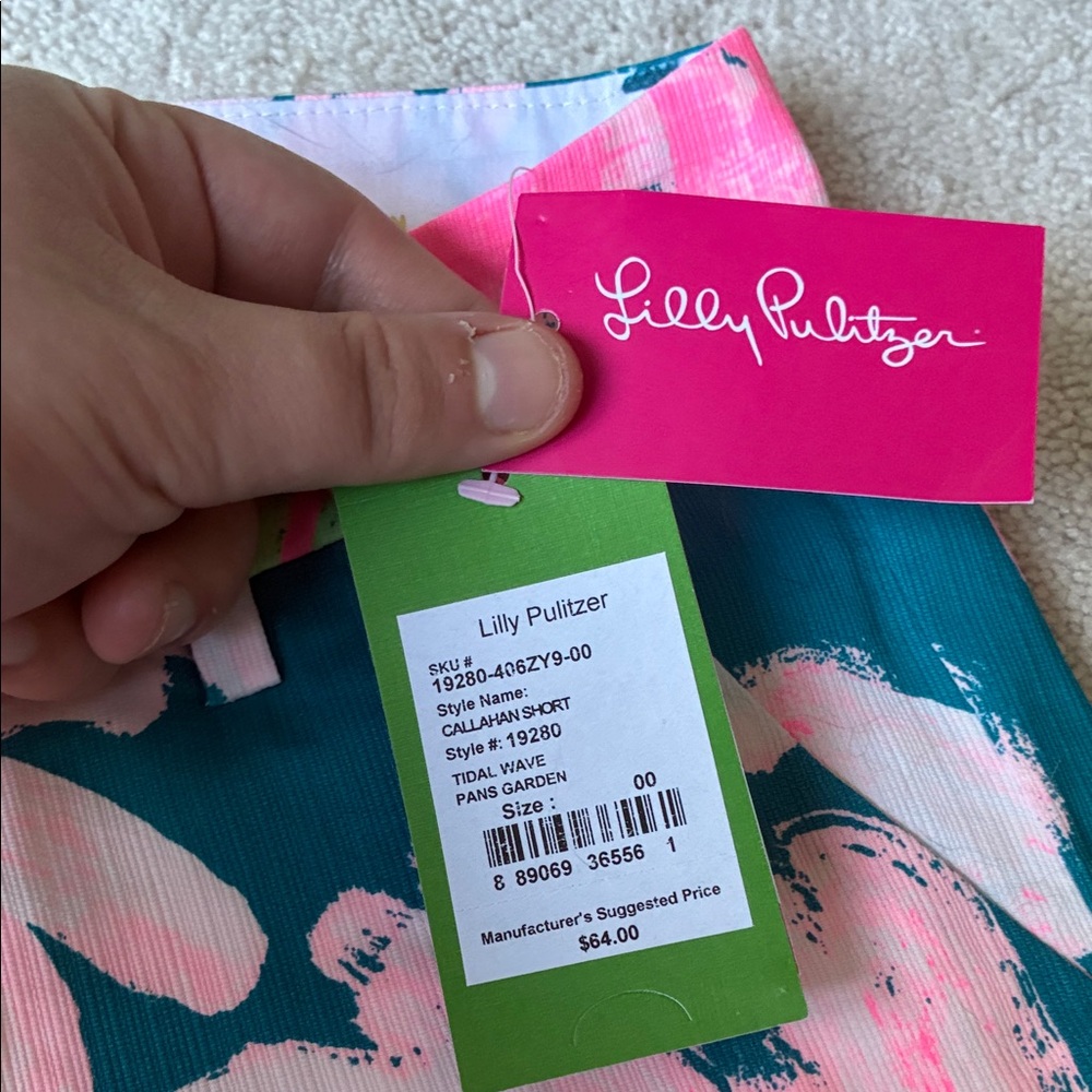 Lilly Pulitzer Pink and Green Floral Shorts - Picture 3 of 3